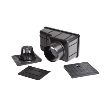 Ливнеприемник кровельный АКВАСТОК 300х165х200 с вертикальным патрубком черный 6167ч