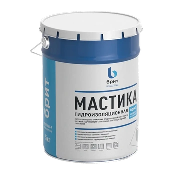 Мастика гидроизоляционная антикоррозионная "БРИТ" марки  Изоляция - Р, затар. евроведро метал. 5 кг