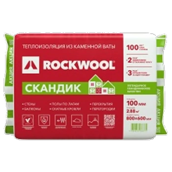 ROCKWOOL ЛАЙТ БАТТС СКАНДИК 800х600х100 6 шт 2,88м2/0,288м3.