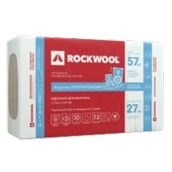 ROCKWOOL АКУСТИК УЛЬТРАТОНКИЙ 1000х600х27 12 шт 7,2м2/0,194м3.